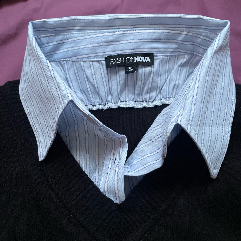 Fashion Nova Collared Sweater Mini Black Dress